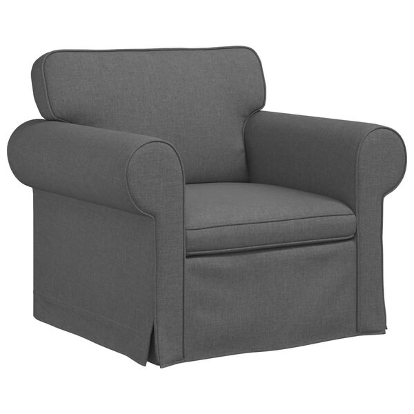 vidaXL S&oacute;fi 2 pcs D&ouml;kk gr&aacute; 215 x 82 x 80 cm d&uacute;kur