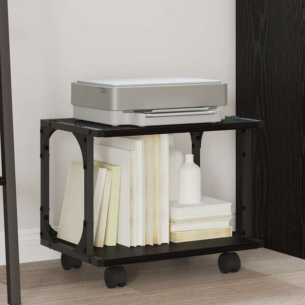 vidaXL Prentara standur Svartur Eik 41 x 28 x 33.5 cm Samsettur vi&eth;ur