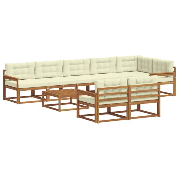 vidaXL &Uacute;ti s&oacute;fasett me&eth; p&uacute;&eth;i 9 pcs N&aacute;tt&uacute;rulegt og Krem