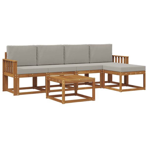 vidaXL &Uacute;ti s&oacute;fasett 6 pcs N&aacute;tt&uacute;rulegt og Lj&oacute;st Gr&aacute;tt Hrein akas&iacute;utr&eacute;