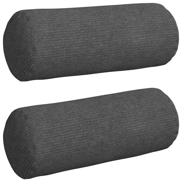 vidaXL Bolster Púðar 2 pcs Dökk grá Ø 15 x 40 cm Korduroy efni