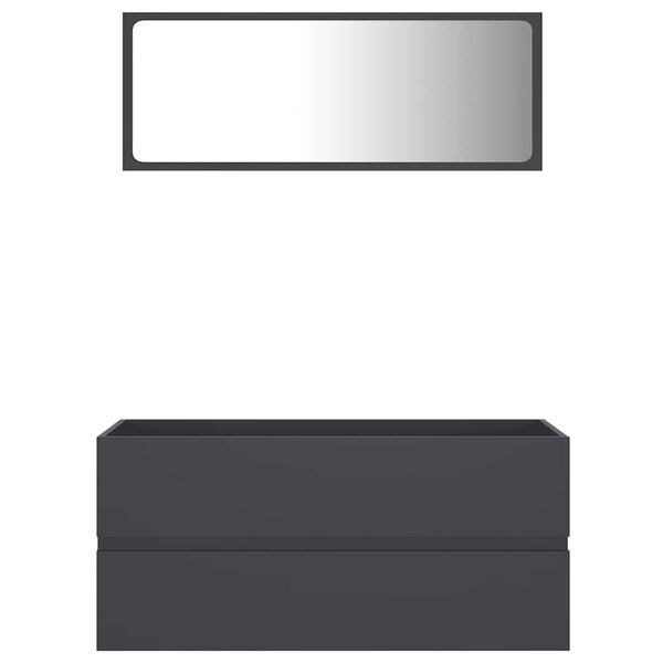 804901 vidaXL 2 Piece Bathroom Furniture Set Grey Chipboard