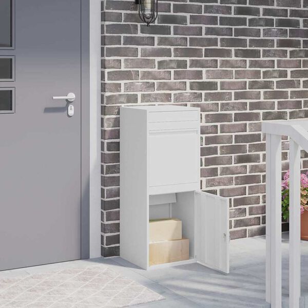 vidaXL P&oacute;stkassi me&eth; geymslu me&eth; hur&eth; Hv&iacute;tt 41 x 38 x 103 cm St&aacute;l