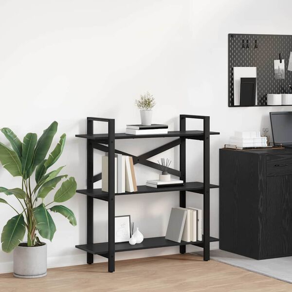 vidaXL Hilla Svartur Eik 100 x 33,5 x 102 cm Samsettur vi&eth;ur