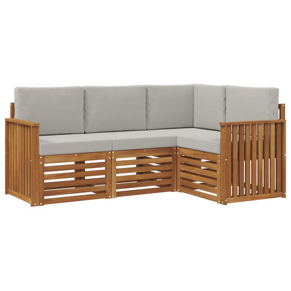 vidaXL S&oacute;fasett 4 pcs N&aacute;tt&uacute;rulegt og Lj&oacute;st Gr&aacute;tt Hrein akas&iacute;utr&eacute;