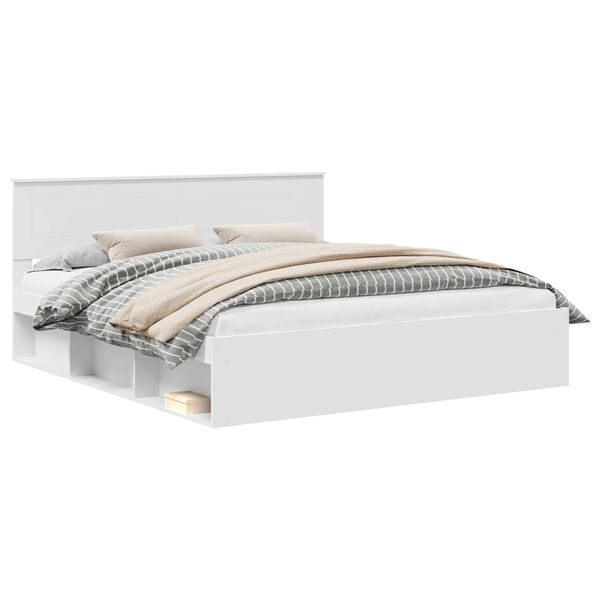 vidaXL Ramsv&iacute;k me&eth; h&ouml;fu&eth;gafl Hv&iacute;tt 200 x 200 cm Samsettur vi&eth;ur