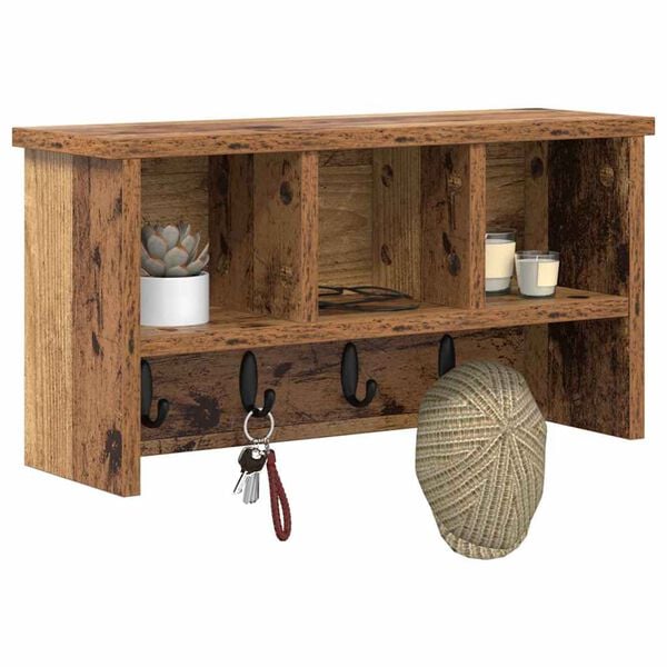 vidaXL Vegghengt fatahengi me&eth; hillu Gamalt vi&eth;ur 50 x 16 x 26 cm