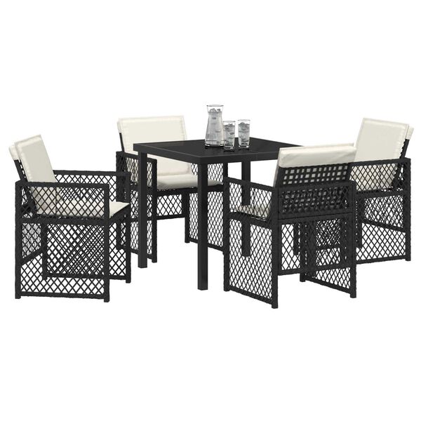 vidaXL Garður borðsett 5 pcs Svartur pólýrattan