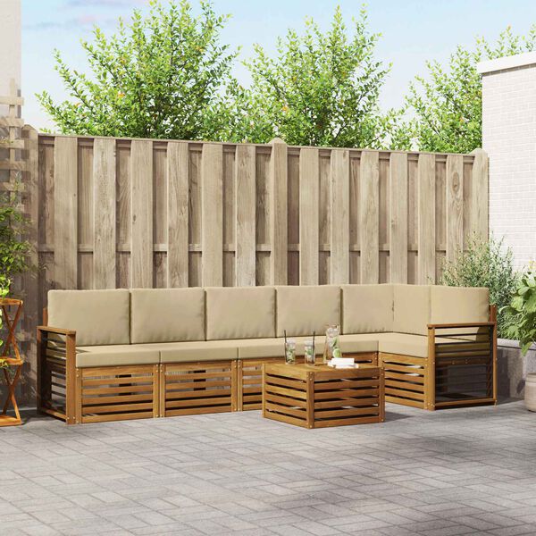 vidaXL Sofav&ouml;ruuppsettning 7 pcs N&aacute;tt&uacute;rulegt og B&eacute;ig Hrein akas&iacute;utr&eacute;