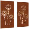vidaXL Gar&eth;veggskreytingar 2 stk. 105x55cm Corten St&aacute;l Bl&oacute;mah&ouml;nnun