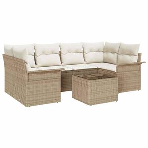 vidaXL Gar&eth;s&oacute;fa sett 7 pcs Drapplita&eth;ur Poly rattan