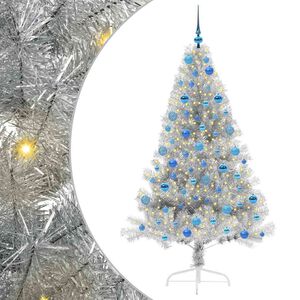 vidaXL Gervi fyrirfram lýstum jólatré með 300 LED Silfur 180 cm PET