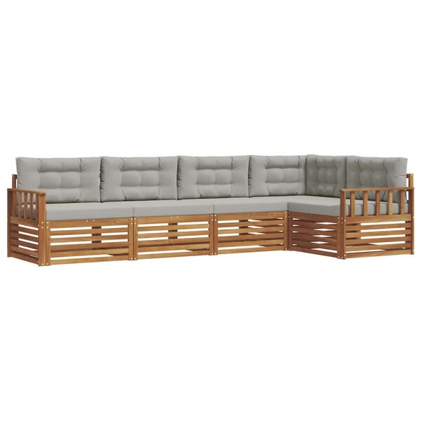 vidaXL &Uacute;ti s&oacute;fasett 5 pcs N&aacute;tt&uacute;rulegt og Lj&oacute;st Gr&aacute;tt Hrein akas&iacute;utr&eacute;