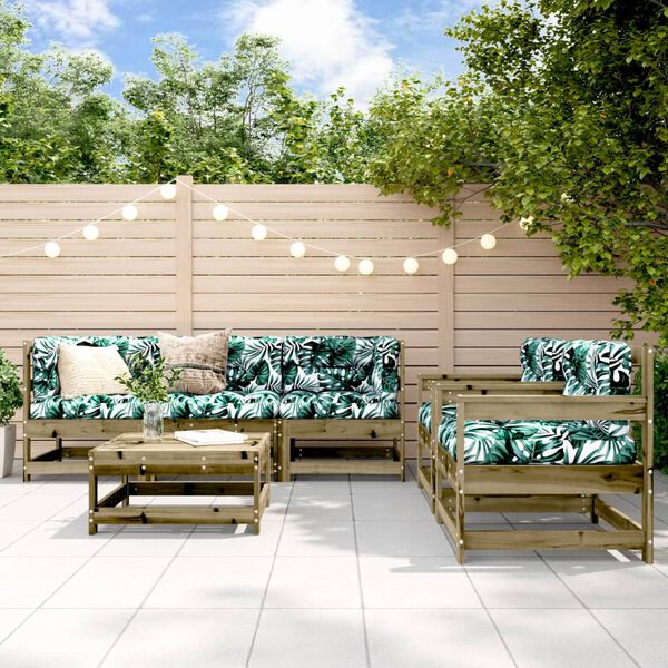 vidaXL 6 Parta Gar&eth;s&oacute;fasett me&eth; Sessum Gagnvarin Fura