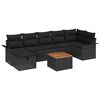 vidaXL Gar&eth;s&oacute;fa sett me&eth; p&uacute;&eth;i me&eth; geymslu 8 pcs Svartur Poly rattan