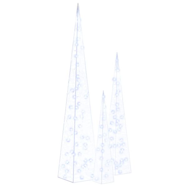 vidaXL Akrýl LED Ljóskeilusett til Skrauts Blátt 60/90/120 cm