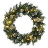 vidaXL J&oacute;lakrans me&eth; LED Lj&oacute;sum Gr&aelig;nn 60 cm PVC