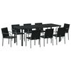 vidaXL Gar&eth;ur bor&eth;sett 9 pcs Svartur og gr&aacute;r PE rattan