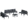 vidaXL Gar&eth;s&oacute;fa sett me&eth; p&uacute;&eth;i 8 pcs Svartur St&aacute;l
