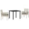 vidaXL Gar&eth;ur bor&eth;sett me&eth; p&uacute;&eth;i 3 pcs Lj&oacute;sgr&aacute;r p&oacute;l&yacute;rattan