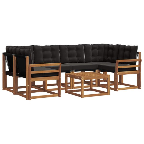 vidaXL &Uacute;ti s&oacute;fasett me&eth; p&uacute;&eth;i 7 pcs N&aacute;tt&uacute;rulegur og svartur