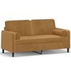 vidaXL 2 S&aelig;ta S&oacute;fi me&eth; P&uacute;&eth;um Br&uacute;nn 140 cm Flauel