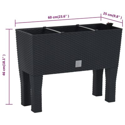 vidaXL Upphækkað Garðbeð Reykgrátt 60x25x46 cm PP Rattan