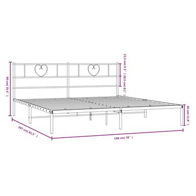 vidaXL Málmrúmgrind með Höfuðgafli Svört 193x203 cm