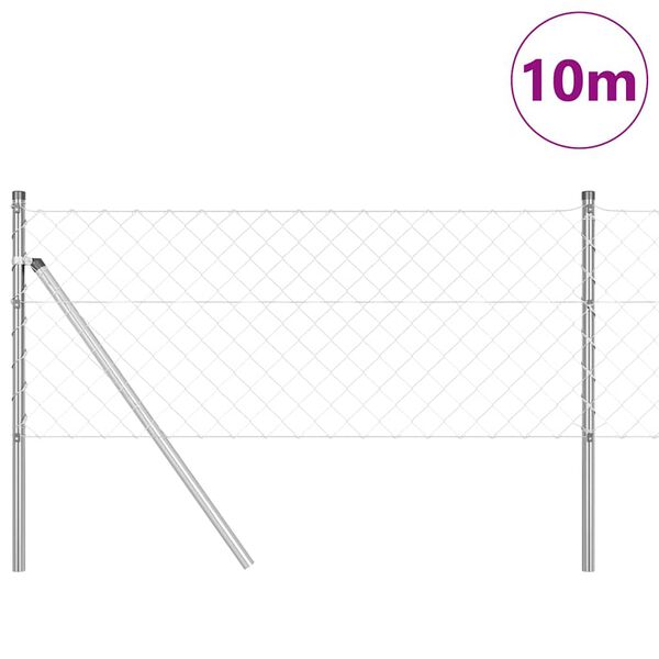 vidaXL Gir&eth;ingarp&oacute;stur Silfur 10 x 0,6 m (60 x 60 mm net) St&aacute;l