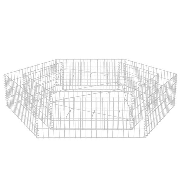 vidaXL Sexhyrnt Gabion Upph&aelig;kka&eth; Be&eth; 200 x 173 x 40 cm
