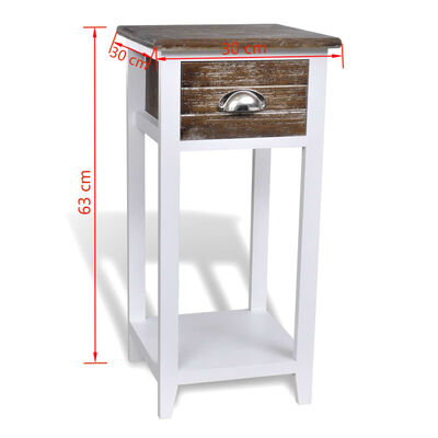 242039 vidaXL Nightstand with 1 Drawer Brown and White