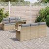 vidaXL Gar&eth;s&oacute;fa sett me&eth; p&uacute;&eth;i 7 pcs Drapplita&eth;ur Poly Rattan