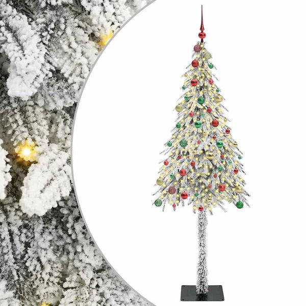 vidaXL J&oacute;latr&eacute; me&eth; 300 LED me&eth; standi Hv&iacute;tt 210 cm PE og St&aacute;l