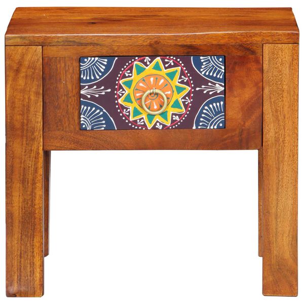 vidaXL Hliðarborð Brúnn 40 x 30 x 36 cm Gegnheill akasíuviður