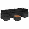 vidaXL Gar&eth;s&oacute;fa sett me&eth; p&uacute;&eth;i me&eth; geymslu 8 pcs Svartur Poly rattan