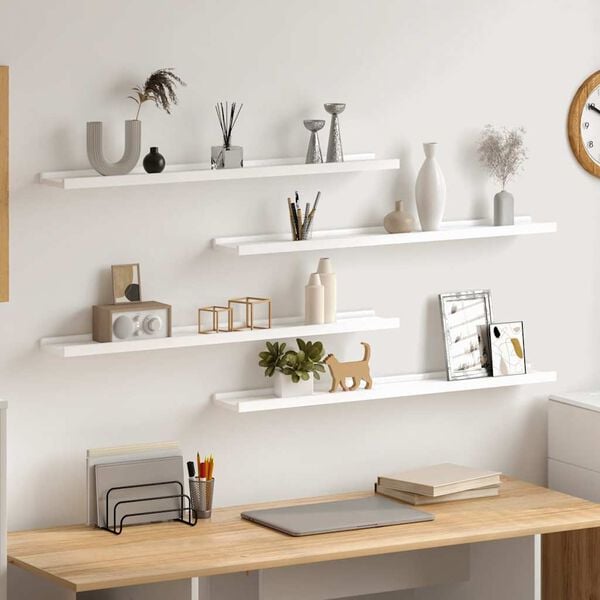 vidaXL Vegghillur 4 stk. Hv&iacute;tar 80x9x3 cm