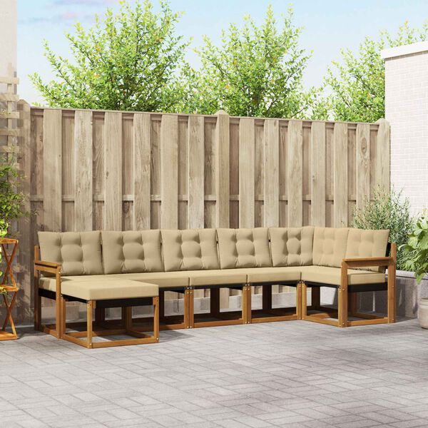 vidaXL &Uacute;ti s&oacute;fasett me&eth; p&uacute;&eth;i 7 pcs N&aacute;tt&uacute;rulegt og B&eacute;ig