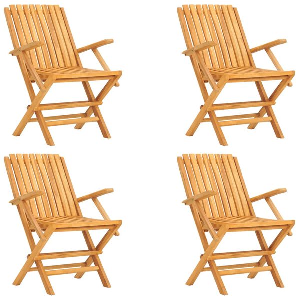 vidaXL 5 Hluta Garðborðstofusett Gegnheill Tekkviður