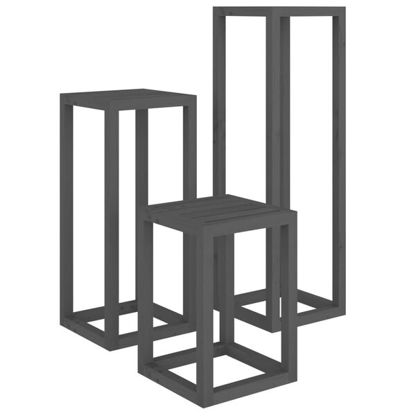 vidaXL 3 Hluta Pl&ouml;ntustandasett Gr&aacute; Gegnheil Fura