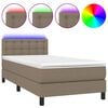 vidaXL H&oacute;lfa&eth; Springr&uacute;m me&eth; D&yacute;nu og LED M&oacute;gr&aacute;r 100x200cm Tauefni