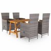 vidaXL 5 Hluta Gar&eth;bor&eth;stofusett Gr&aacute;tt
