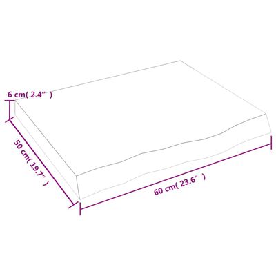 vidaXL Baðherbergisborðplata Dökkbrún 60x50x(2-6)cm Meðhöndlaður Viður