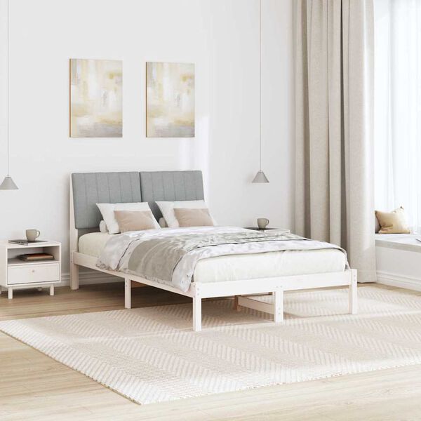 vidaXL Ramsv&iacute;k me&eth; h&ouml;fu&eth;gafl Hv&iacute;tt 120 x 190 cm Solid furuhikk