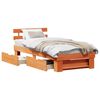 vidaXL Ramsv&iacute;k me&eth; h&ouml;fu&eth;gafl Vaxbr&uacute;nn 90 x 190 cm Solid furuhikk