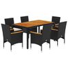 vidaXL 7 Hluta Gar&eth;bor&eth;stofusett me&eth; Sessum Svart P&oacute;l&yacute;rattan og Acacia