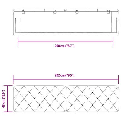 vidaXL Höfðagaflspúði Blár 200 cm Flauel