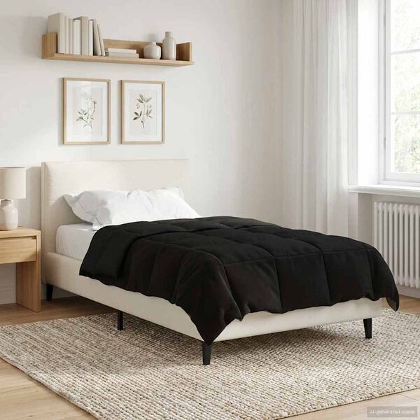 vidaXL Full &aacute;rs d&yacute;na S&iacute;&eth;la&eth; Svartur 135 x 220 cm M&iacute;kr&oacute;f&iacute;ber