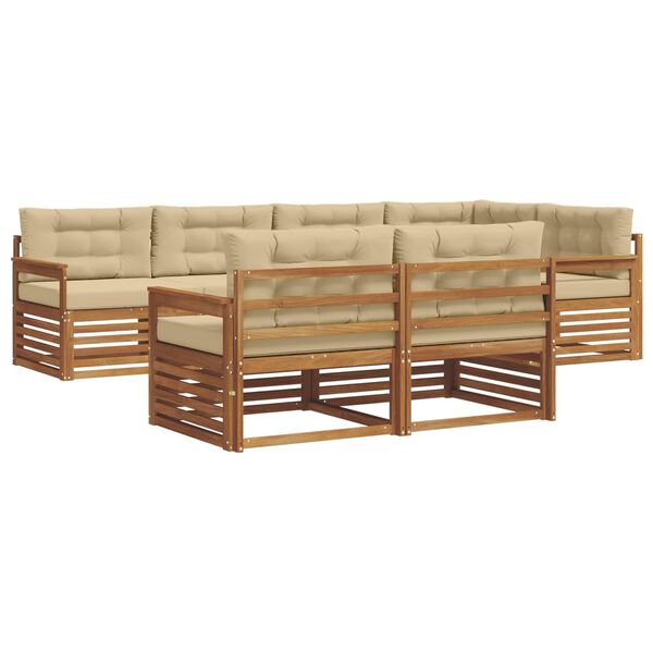 vidaXL &Uacute;ti s&oacute;fasett me&eth; p&uacute;&eth;i 7 pcs N&aacute;tt&uacute;rulegt og B&eacute;ig