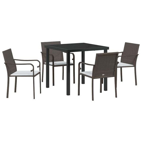 vidaXL Garður borðsett 5 pcs Brúnn Poly rattan