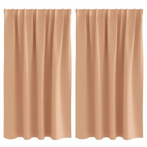 vidaXL Svartgard&iacute;nur me&eth; hringjum 2 pcs L&eacute;tt br&uacute;nt 140 x 140 cm